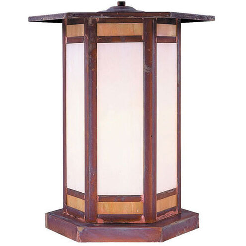 Etoile 1 Light 13.5 inch Mission Brown Column Mount in Gold White Iridescent and White Opalescent